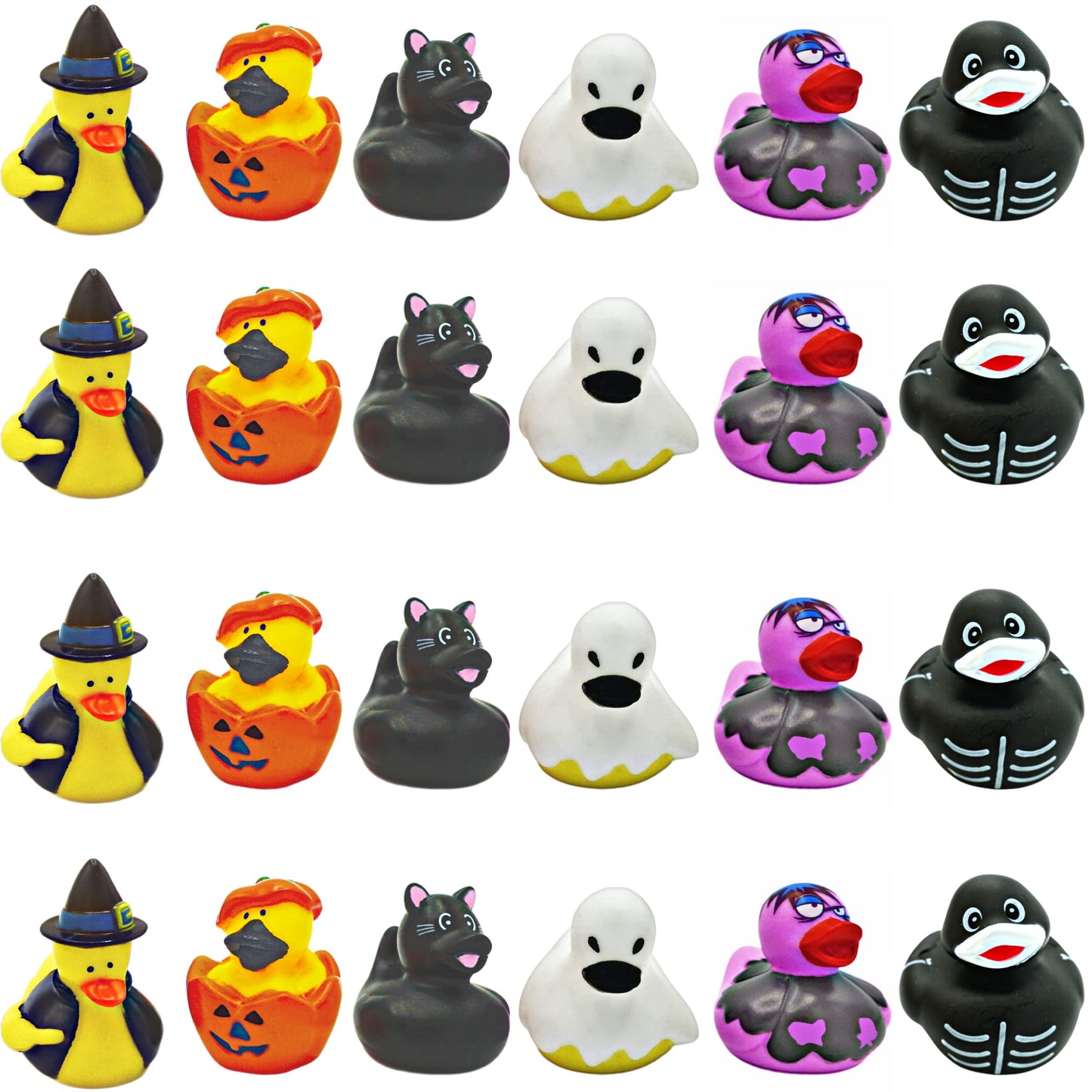 4E's Novelty Halloween Rubber Ducks Bulk - 24 Pack, 6 Variety Themes, 2.5" for Halloween Party Favors for Kids, Goodie Bag Fillers, Jeep Ducking