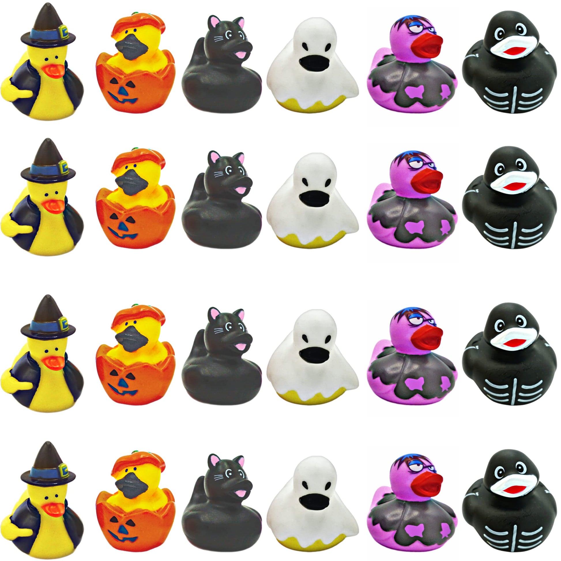 4E's Novelty Halloween Rubber Ducks Bulk - 24 Pack, 6 Variety Themes, 2.5" for Halloween Party Favors for Kids, Goodie Bag Fillers, Jeep Ducking