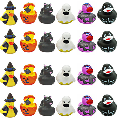 4E's Novelty Halloween Rubber Ducks Bulk - 24 Pack, 6 Variety Themes, 2.5" for Halloween Party Favors for Kids, Goodie Bag Fillers, Jeep Ducking