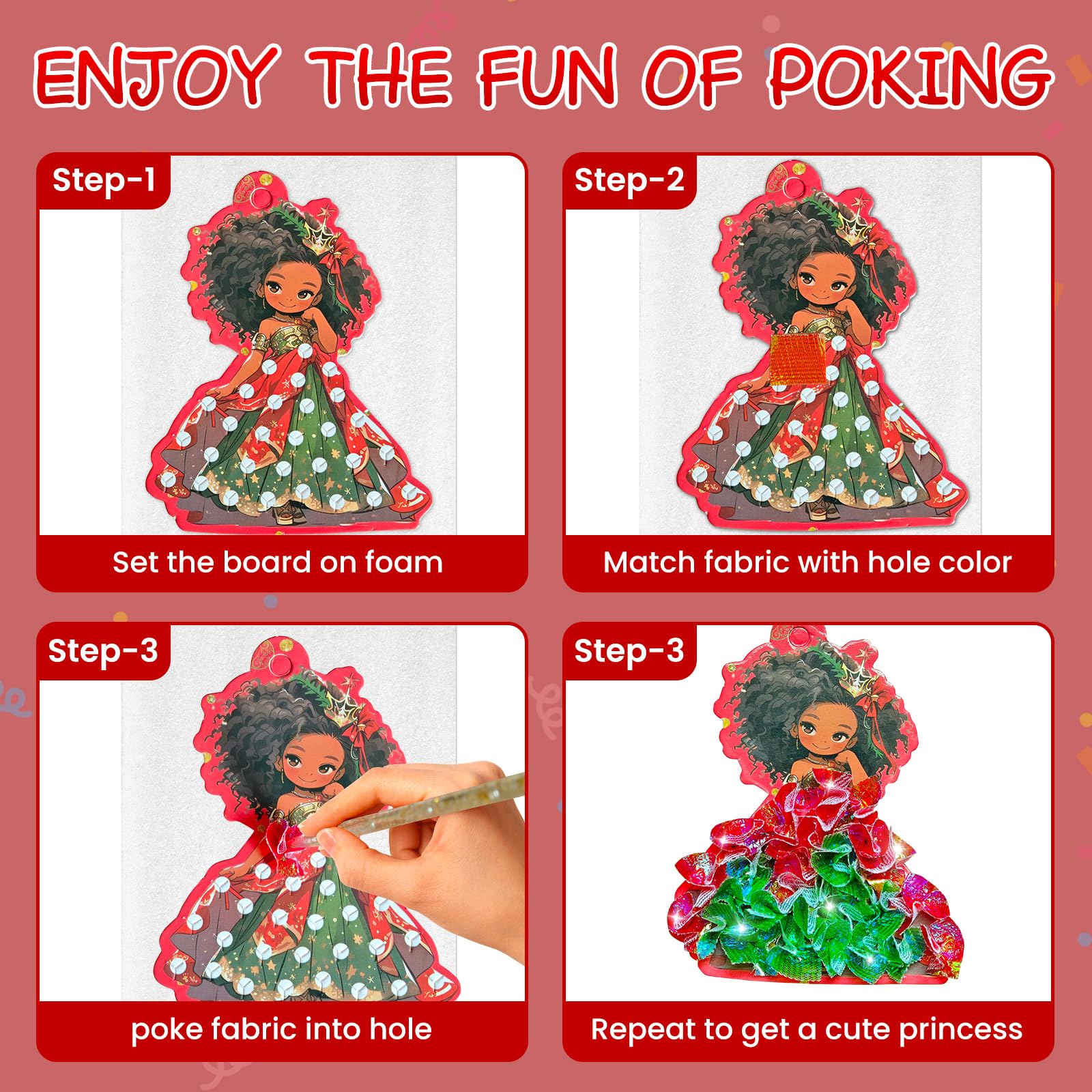 HOYON GP 24 PCS Poke Art Kit for Girls-Magical Princesses & Christmas Themed, Art and Craft Kit for Girl,Great Gifts for Girls Creative DIY Activity