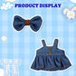 2PCS Doll Clothes Set Denim Overalls Skirt and Striped Shirt Outfit for 15 16 17cm 4 Inch Blind Box Dolls