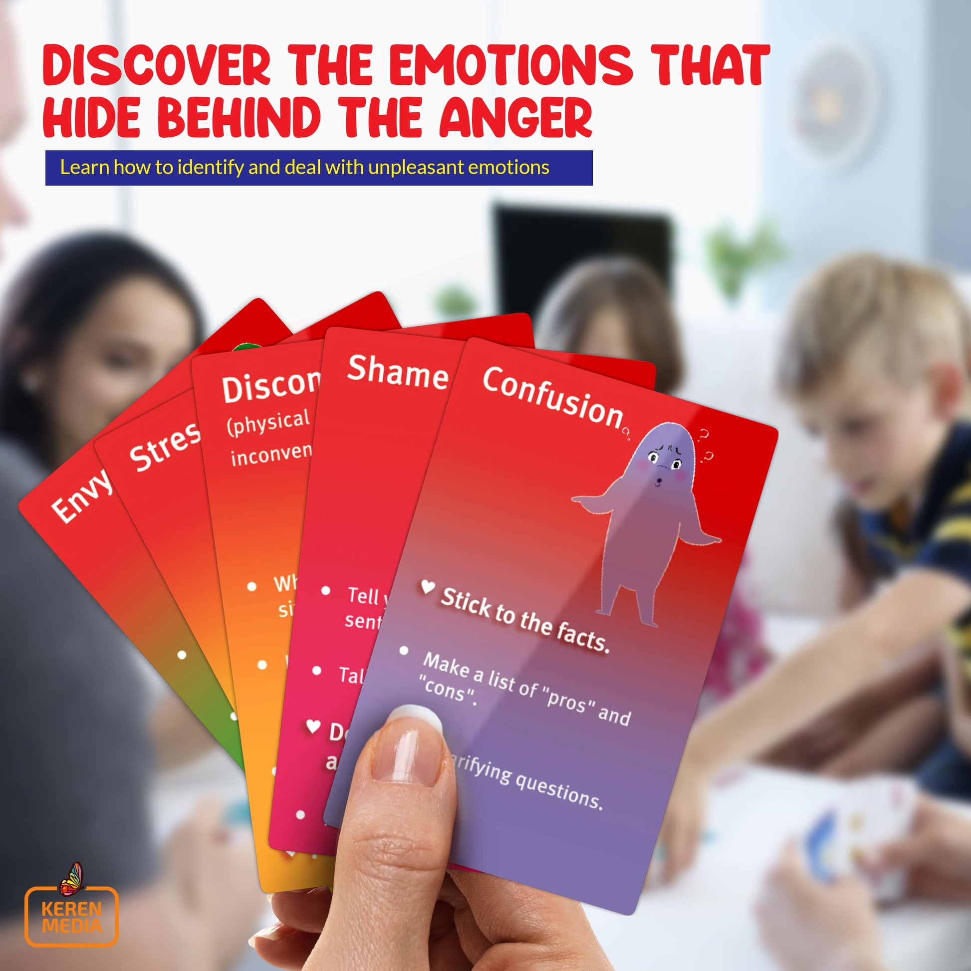 Behind The Anger Card Game | Family Therapy Games for Teens & Kids 6+ | Anger Management for Teens | CBT Games for Counseling Emotional Regulation