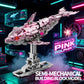 Myth Qholve Mechanical Pink Dolphin Building Blocks Set Hand-Operated Motion, Detailed Gear Design, Display & Play Model Futuristic Ocean Animal Model