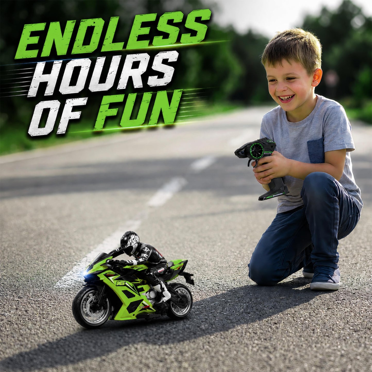 Liberty Imports 2.4G RC Remote Control Stunt Motorcycle with Riding Figure, 1:10 Scale High Speed Cross Country 360 Degree Rotation Drift Shockproof