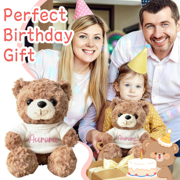 aoemgnj Personalized Teddy Bear with Embroidered Name, 10/12/16 Inch Custom Plush Stuffed Animal, Soft Huggable Gift for Birthday, Christmas