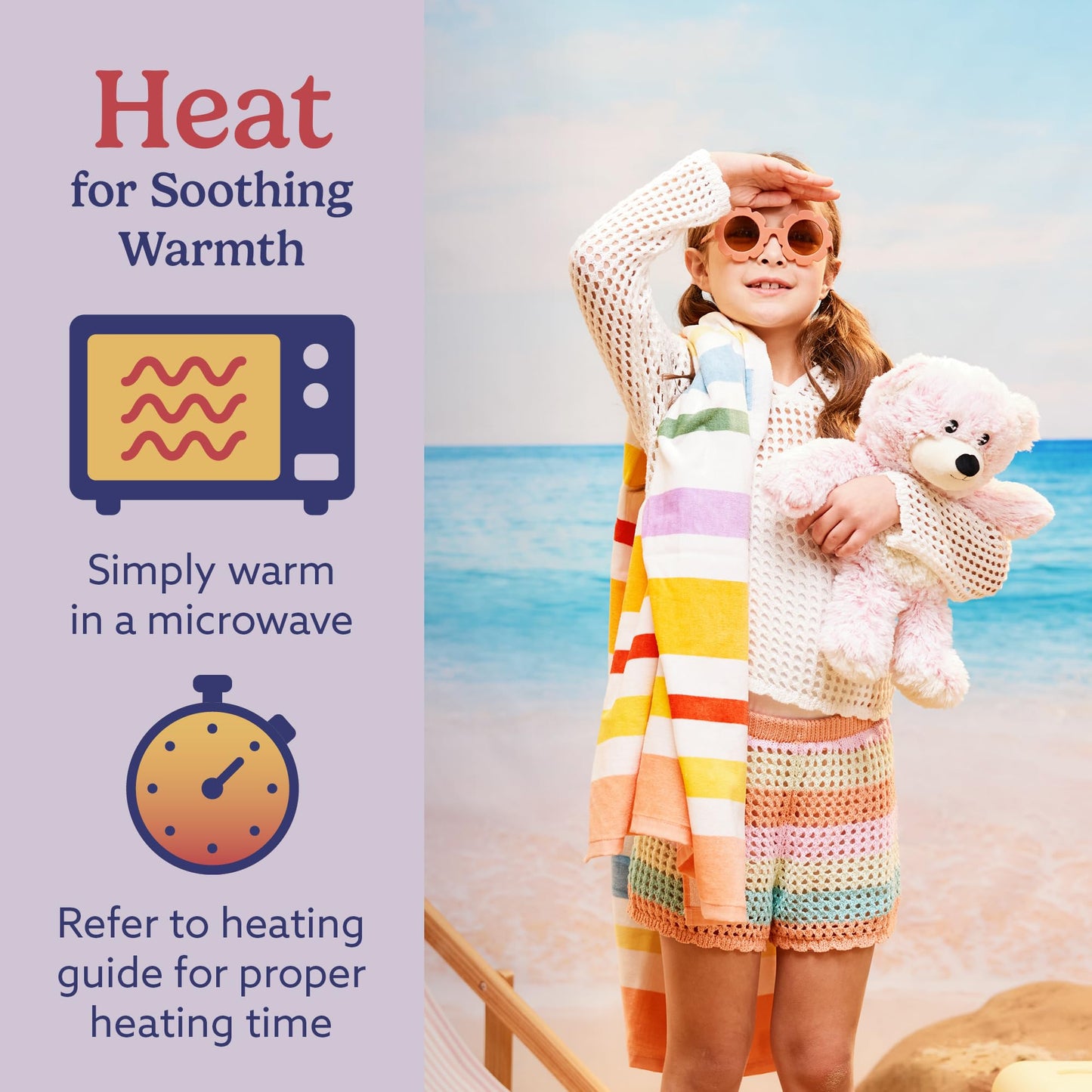 warmies Microwavable & Weighted Stuffed Animals, Pink Bear - Heated Stuffed Animal Plushie for Warmth & Comfort - Cute Soft Plush Toys for Adults