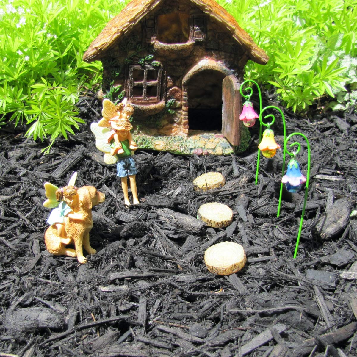 Treasure Gurus 3pc Miniature Glow in the Dark Flower Pick Stand Set Fairy Garden Landscape Accessory Dollhouse Decor