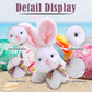 Made By Aliens Fluffy Easter Bunny Stuffed Animal with Bow - Plush Bunny Toy Cute Huggable Rabbit for Kids & Adults on Easter - 6-inch (White)