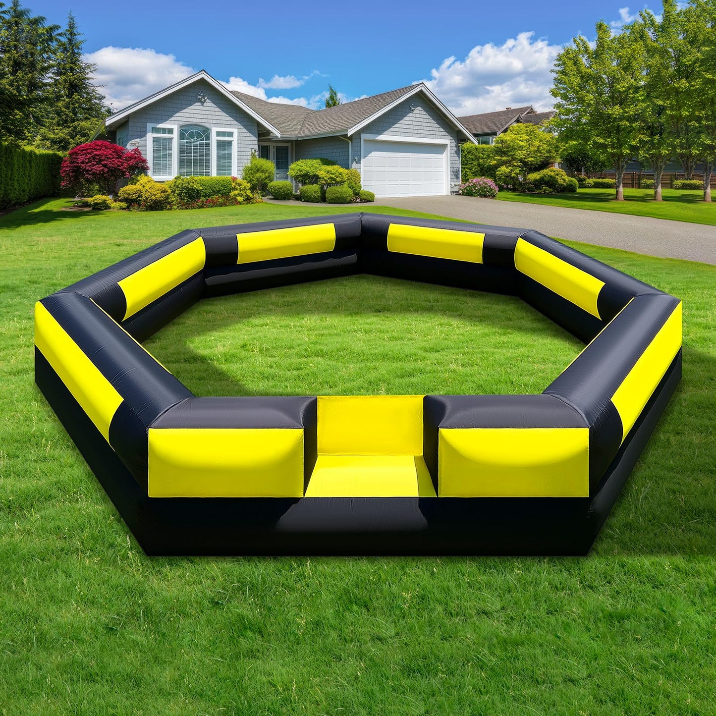 15Ft Gaga Ball Pit Inflatable with Built-in Blower Indoor & Outdoor Portable Gaga Ball Pit Blow Up Gaga Pit Game Court for Backyard, Camp, Family Fun