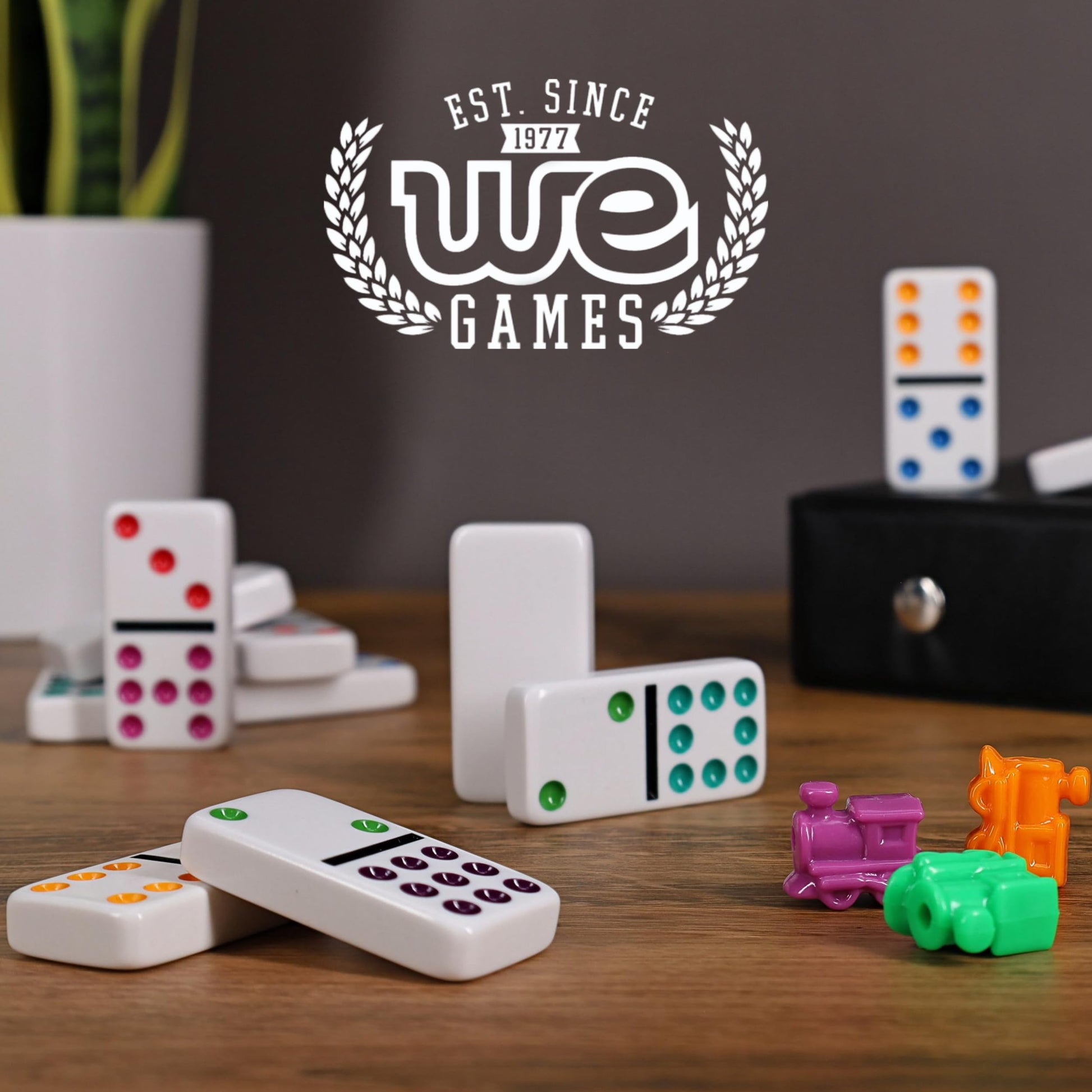 WE Games Mexican Train Dominoes, Double Twelve - Premium Ivory Tiles, Colorful Dots, Family and Adult Board Game