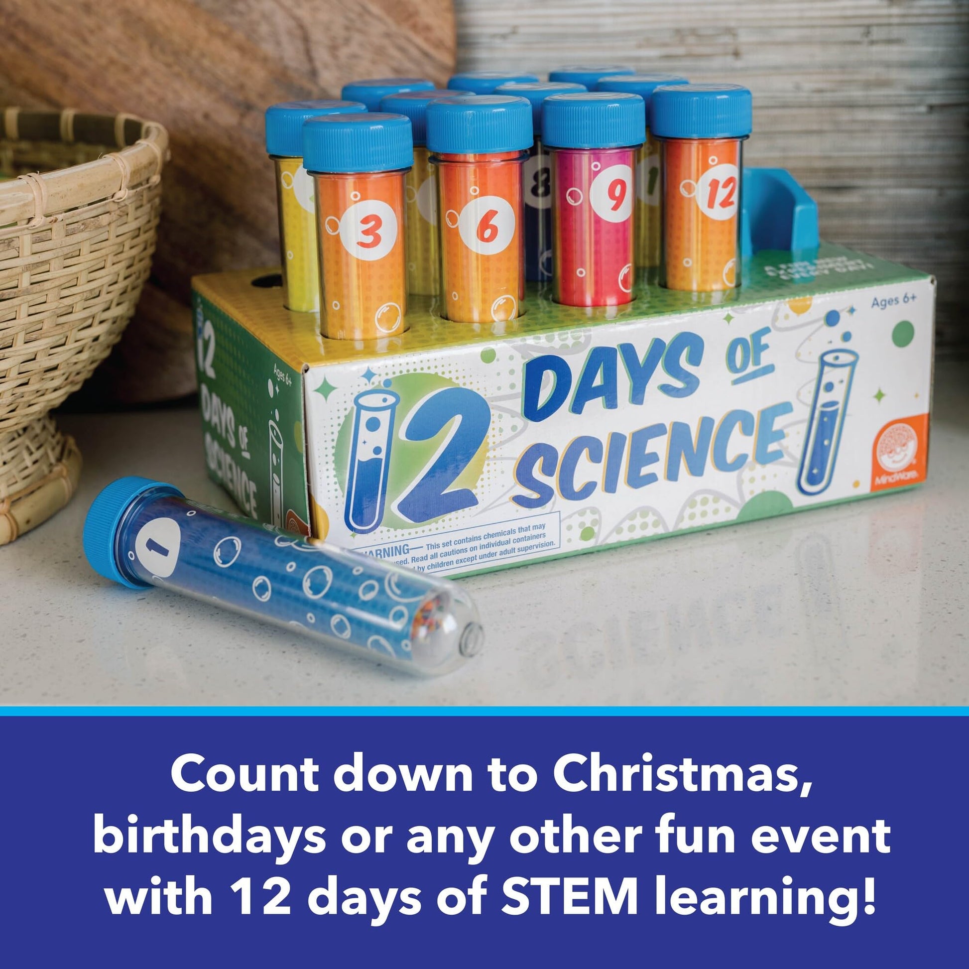 MindWare 12 Days of Science Advent Calendar Kids Science Kit with 12 Test Tube Experiments Ages 6+