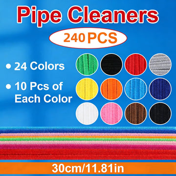 200 Pcs Pipe Cleaners for Crafts,20 Colors Chenille Stems 6mm x 12Inch,Soft Pipe Cleaners Bulk for Kids Art DIY Projects and School Classroom