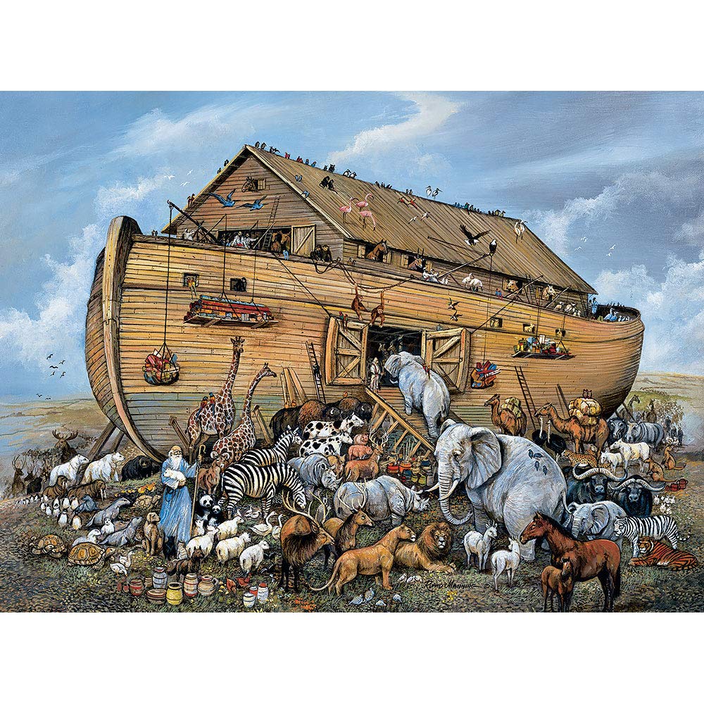 Bits and Pieces 1000 Piece Puzzles for Adults, Noah's Ark - Large 20" x 27" Jigsaw Puzzles 1000 Pieces - Christianity Religious Animals - Random Die