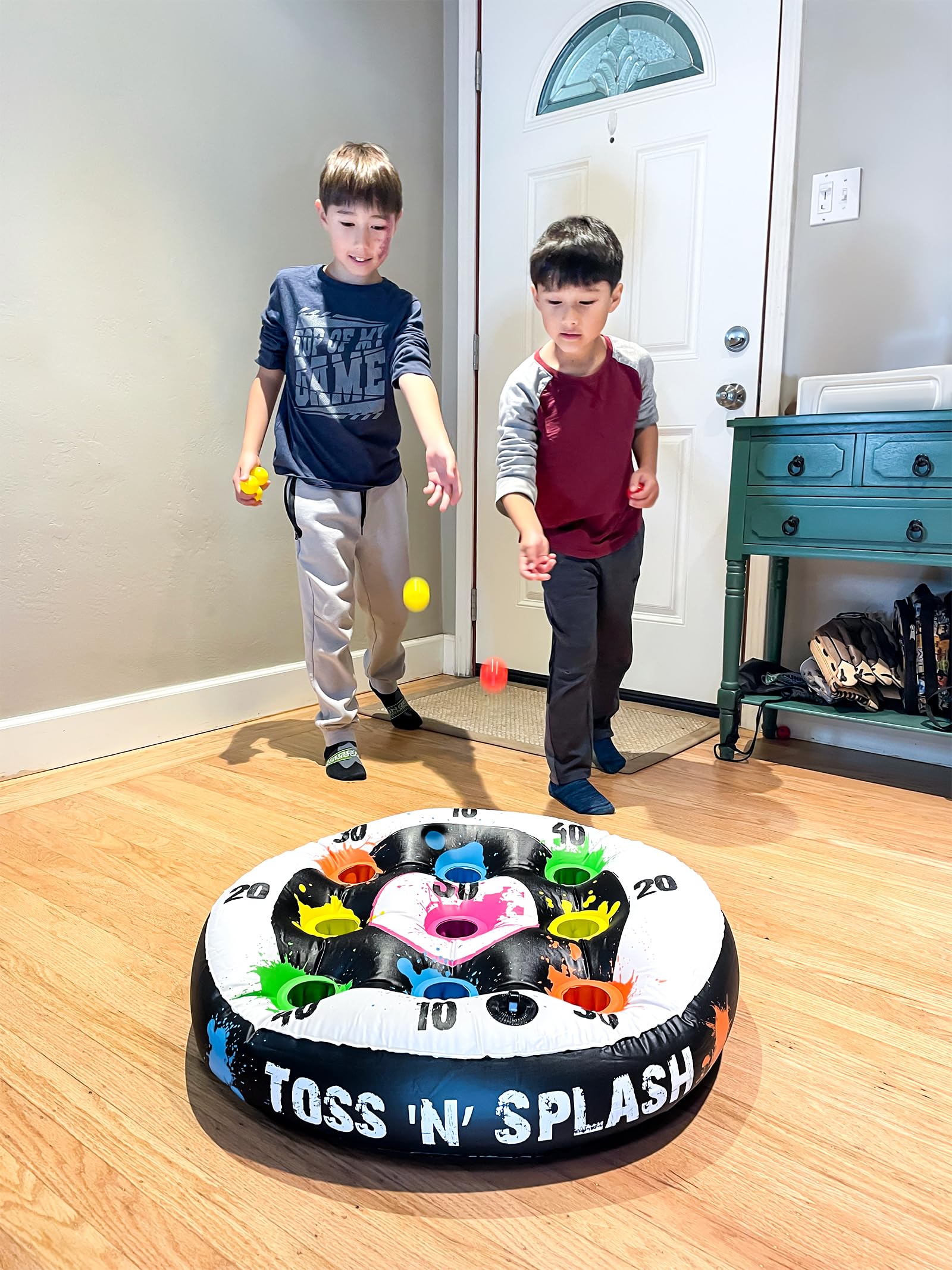 Poolmaster Toss ‘N’ Splash Inflatable Pool Game, Floating Pool Toss Game Set with Balls and Scoring Targets, Pool Party Game for Kids, Teens