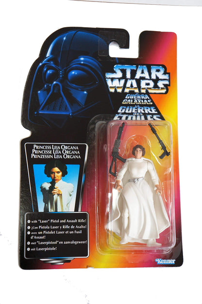 Star Wars Year 1995 The Power of the Force 4 Inch Tall Action Figure - Princess LEIA ORGANA with "Laser" Pistol and Assault Rifle