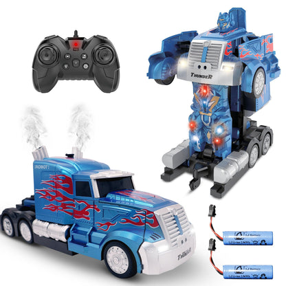 Family Smiles Kids Transforming Robot RC Truck Toys Boys Ages 8-13 Remote Control Car Extra Battery