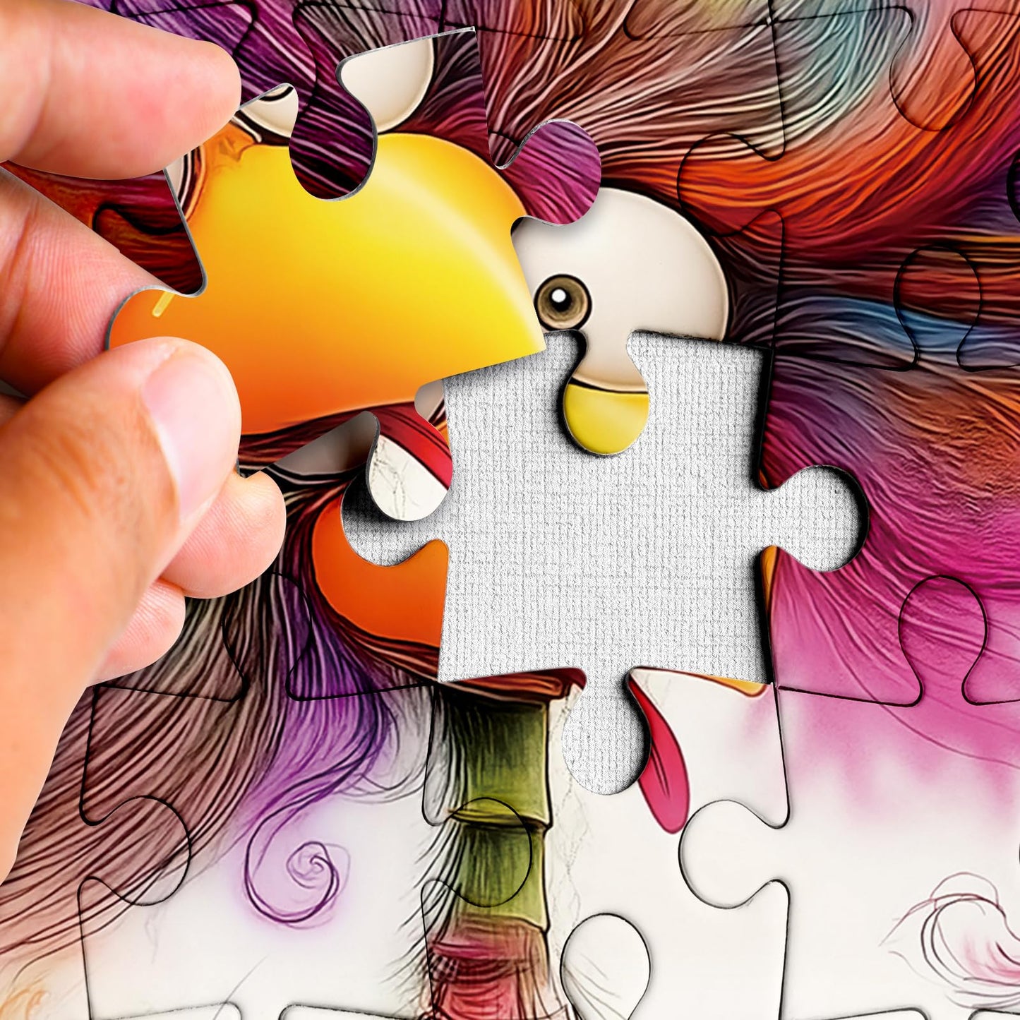Larkipuzz Funny Cute Chicken Puzzles for Adults 1000 Pieces, Pretty Colorful Bird Jigsaw Puzzles, Art Challenging Difficult Animal Puzzle