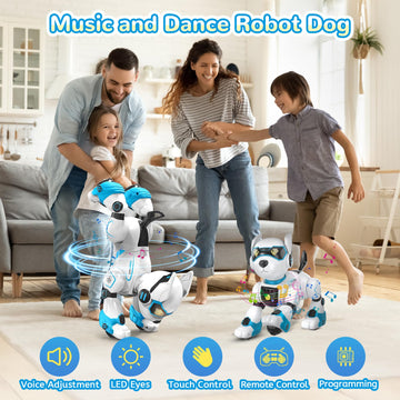 PeachLeaf Smart Robots Dog Toy for Kids, Programmable Interactive RC Robotic Pets with Voice Control and Touch Sensory, Imitates Animals Music