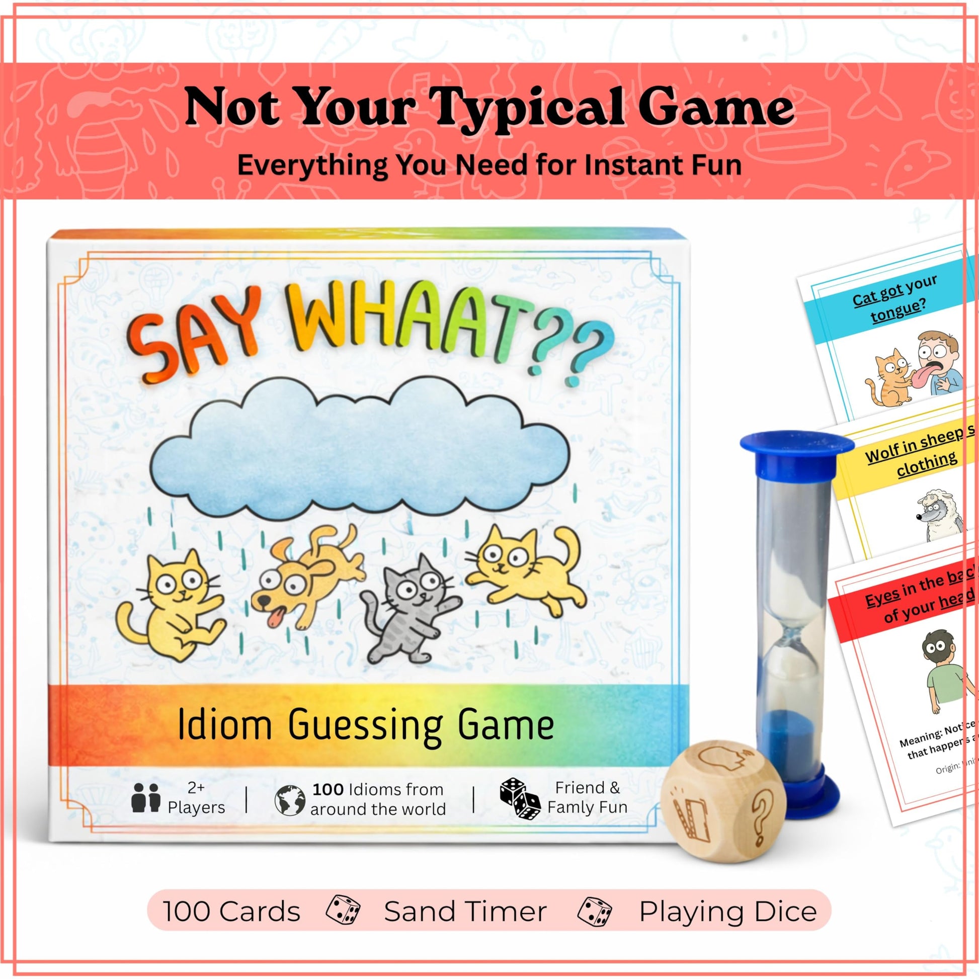 Mellow Minds Idiom Guessing Card Game: 100 Cards. Fun Party Learning for Families Kids and Adults, Charades, Drawing and Describing with Global