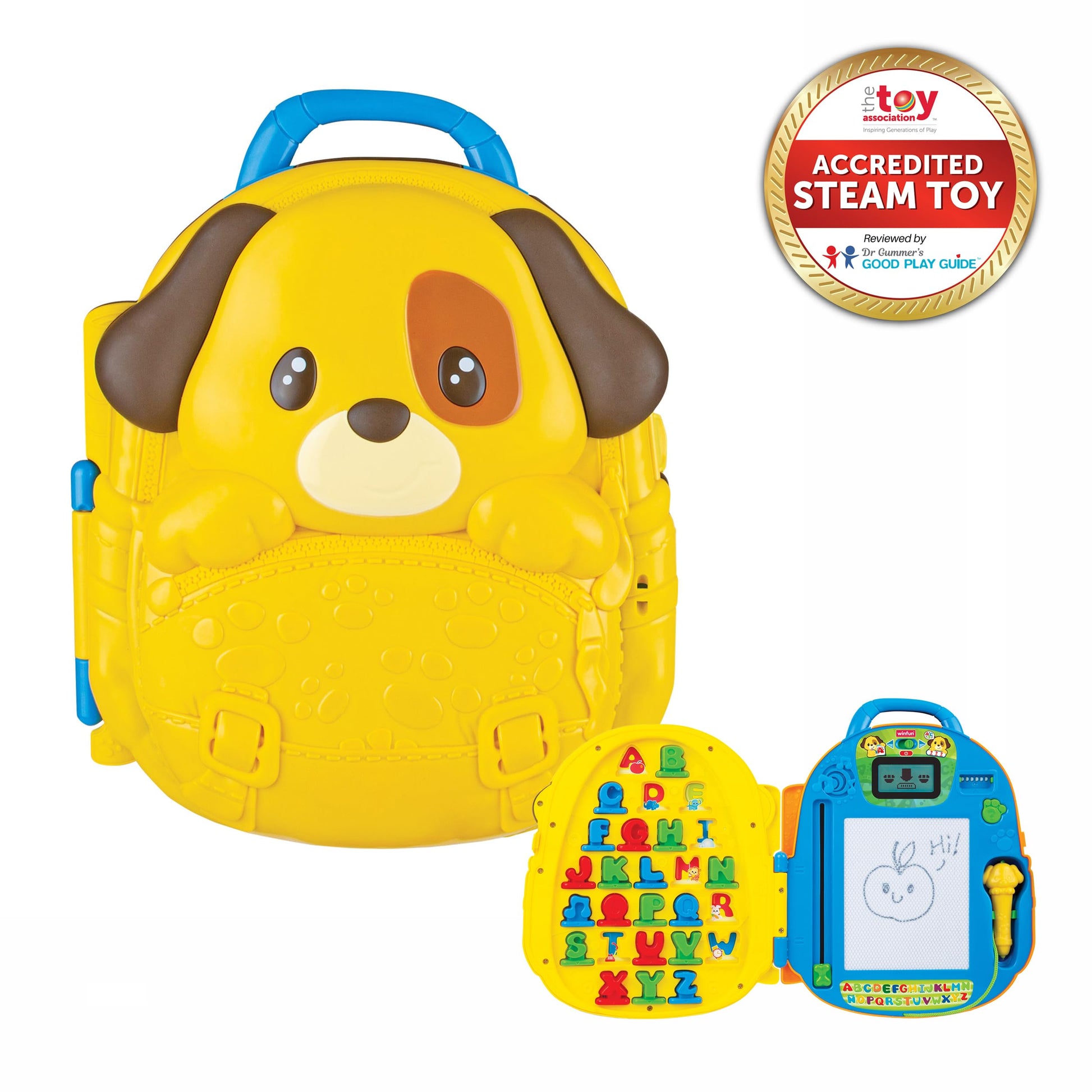 Winfun Lil Learner Alphabet Backpack for Toddlers 3+ Interactive Learning Backpack with 27 Tiles 26 Words 180+ Phrases Letter Writing Features Fun