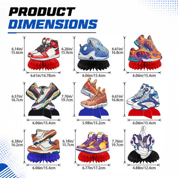 9Pcs Sneaker Honeycomb Centerpieces for Table, Sneaker Party Decorations, Sport Shoes Themed Party Favors for Baby Shower Supplies and Birthday