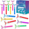 24PCS Glitter Mermaid Tail Bubble Wands for Kids Mermaid Party Favors Decorations Supplies, Mermaid Party Pinata Stuffer, Goodie Bags Filler, School