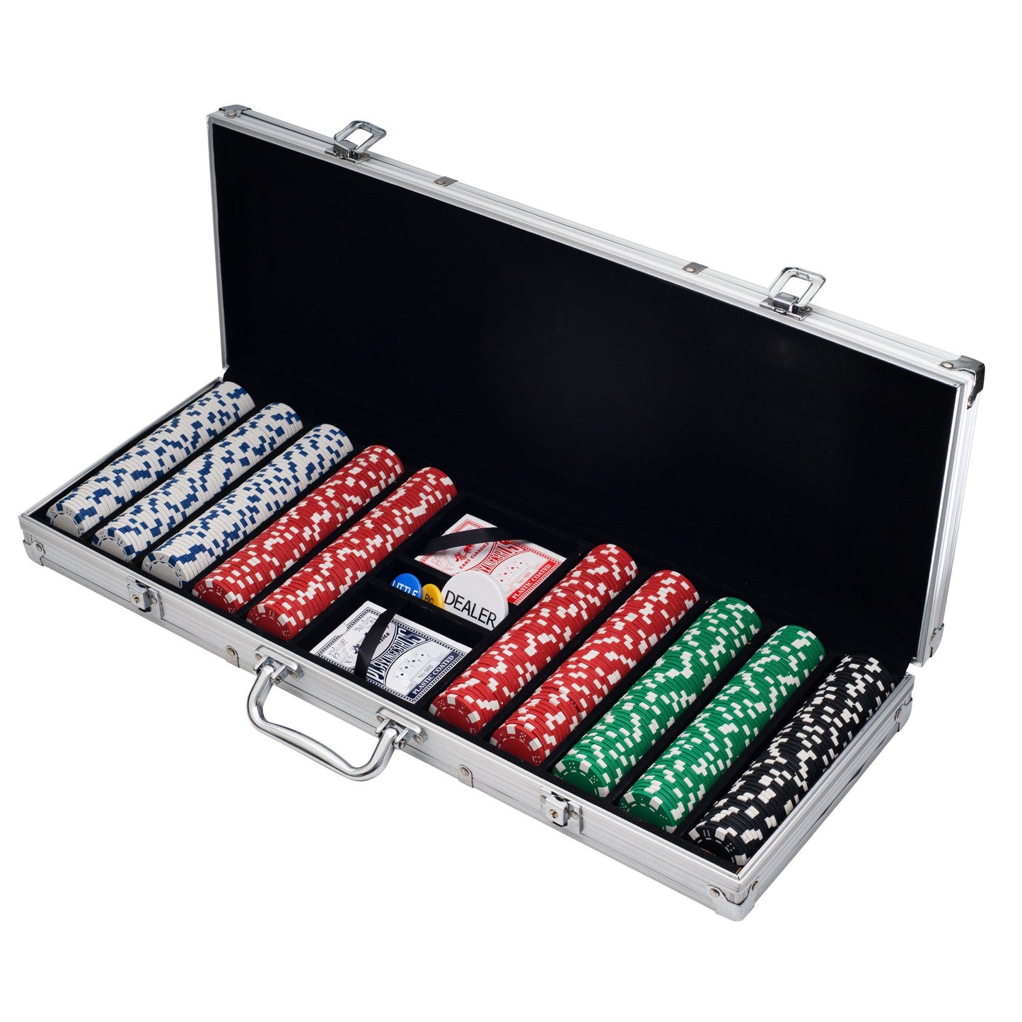 Poker Chip Set - 11.5g Poker Set with Cards, Buttons, Carrying Case, and 500 Chips for Texas Hold'em and Blackjack Games by Trademark Poker