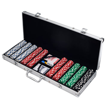 Poker Chip Set - 11.5g Poker Set with Cards, Buttons, Carrying Case, and 500 Chips for Texas Hold'em and Blackjack Games by Trademark Poker