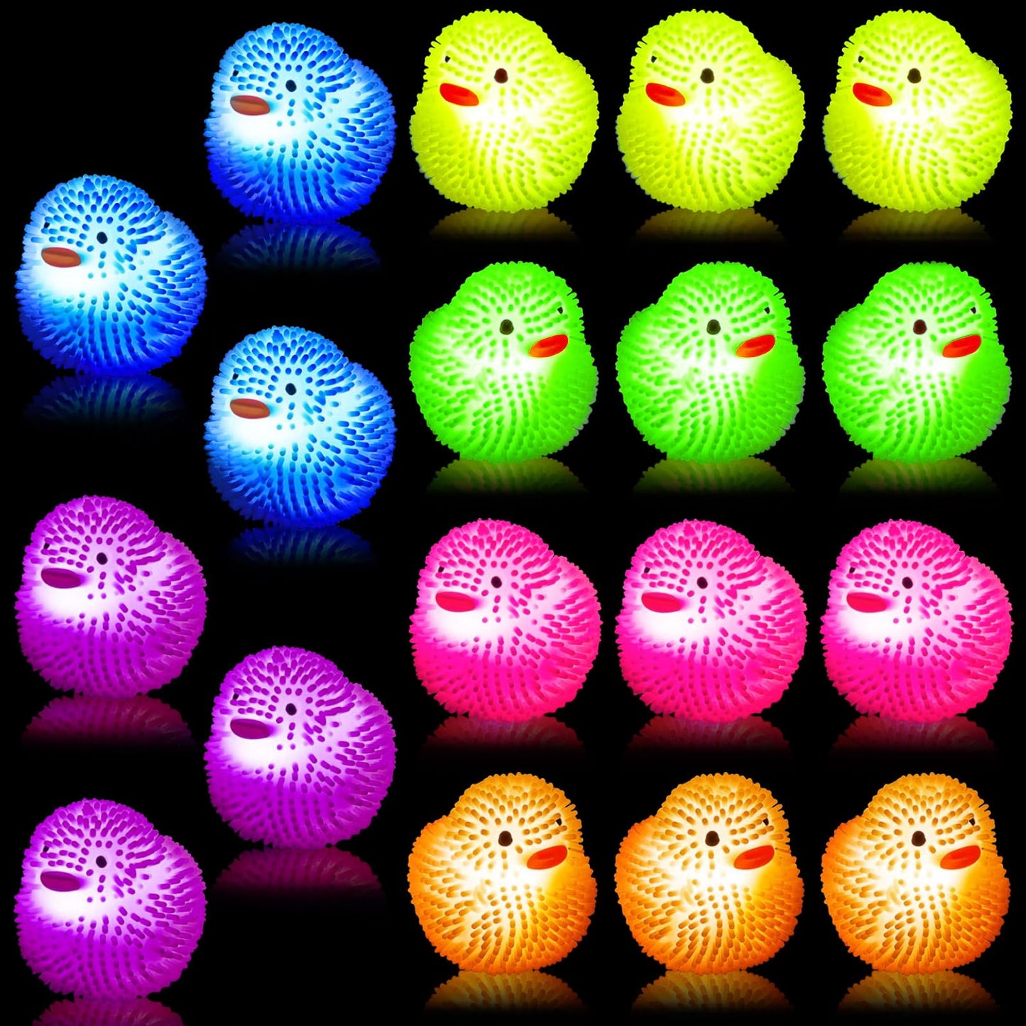 MCCVBFHH 18 Pcs Light up Duck,LED Flashing Mini Rubber Ducks, Ducks Glowing in The Dark to Reduce Pressure.Parties, Halloween Bash and Easter