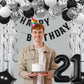 21st Birthday Decorations for Boys Girls, Happy Birthday Decorations for Her Him,21 Black and Silvery Party Kit Supplies