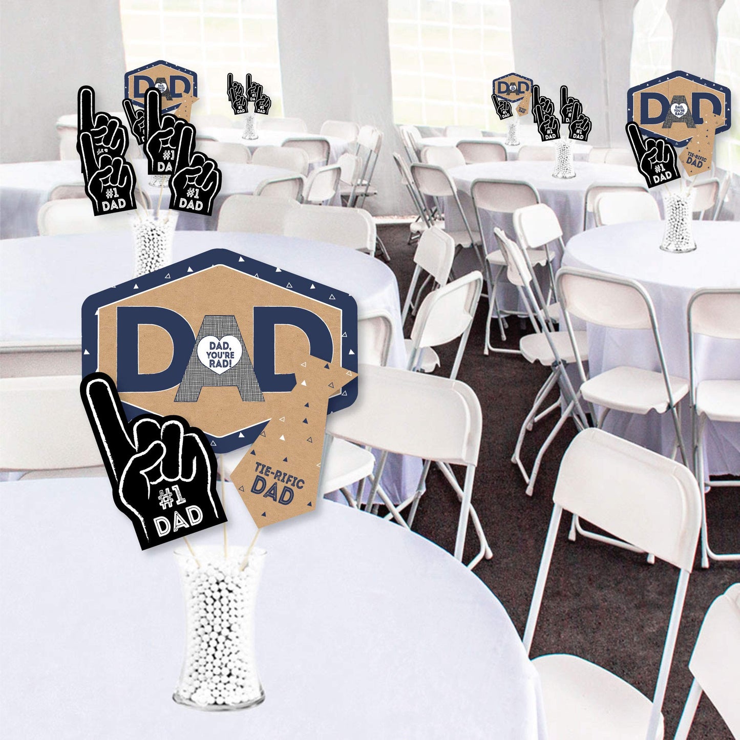 Big Dot of Happiness My Dad is Rad - Father’s Day Party Centerpiece Sticks - Showstopper Table Toppers - 35 Pieces