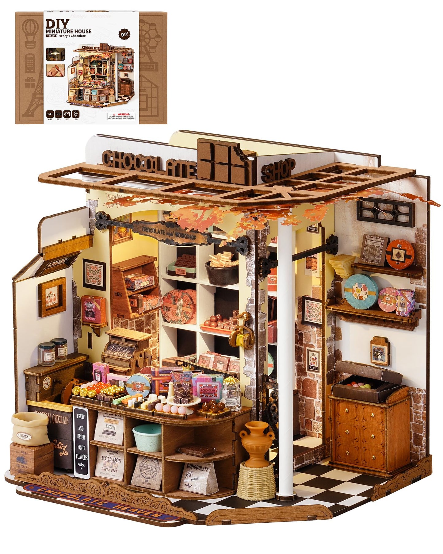 ROBOTIME DIY Miniature House Kit, Tiny House Building Kits?Mini Wooden Furniture Kit for Adults, Dollhouse for Birthday Christmas Craft Hobbies