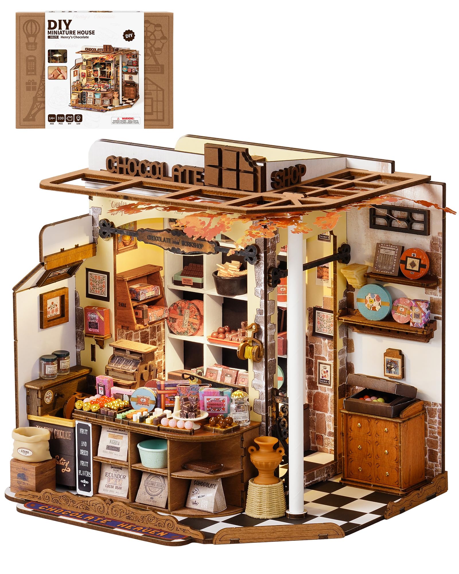 ROBOTIME DIY Miniature House Kit, Tiny House Building Kits?Mini Wooden Furniture Kit for Adults, Dollhouse for Birthday Christmas Craft Hobbies