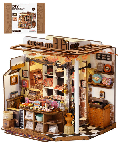 ROBOTIME DIY Miniature House Kit, Tiny House Building Kits?Mini Wooden Furniture Kit for Adults, Dollhouse for Birthday Christmas Craft Hobbies