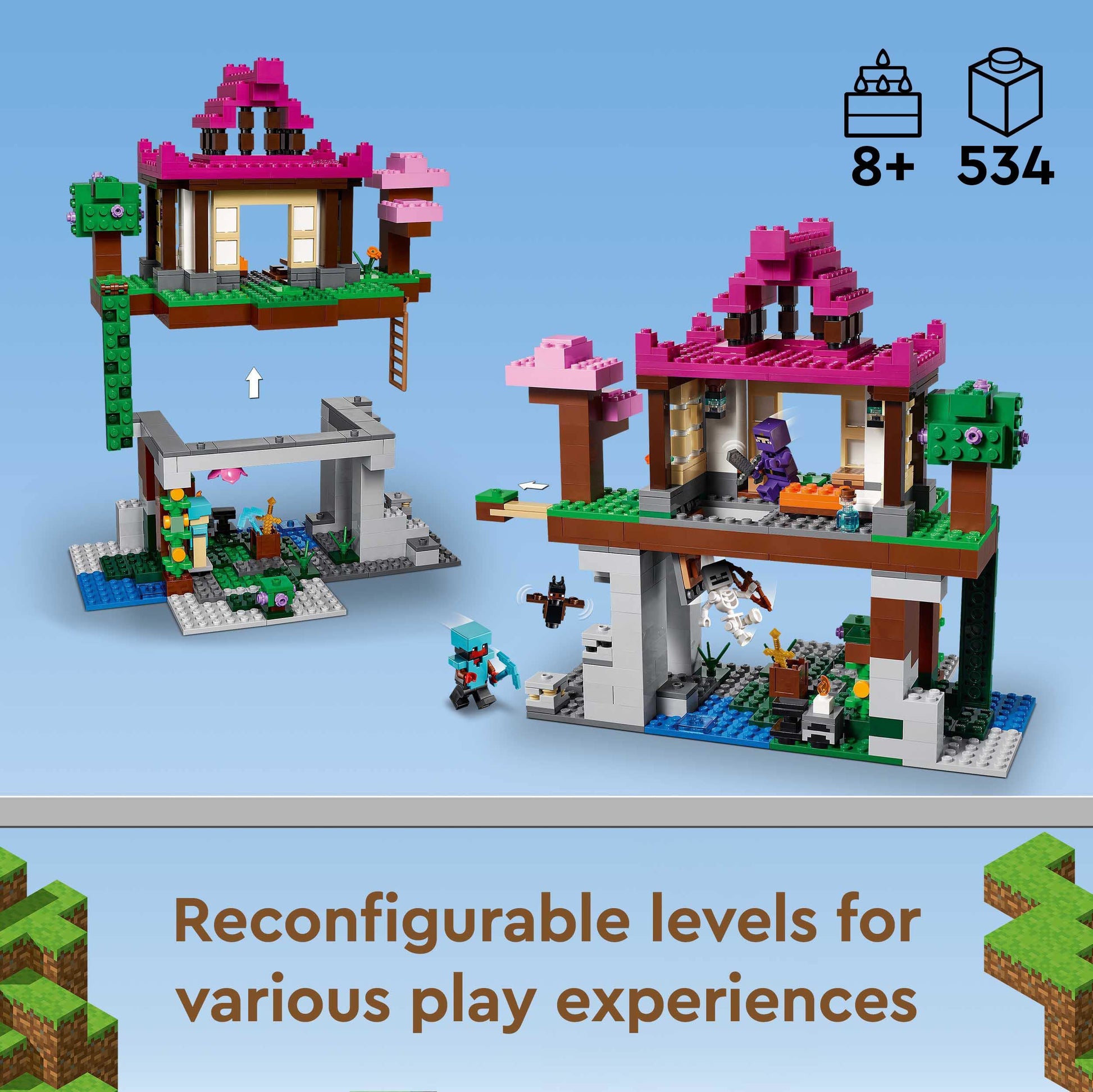 Lego Minecraft The Training Grounds Toy Building Set 21183 Minecraft Toy for Kids, Boys and Girls Age 8+ Years Old, Building Kit with House, Cave