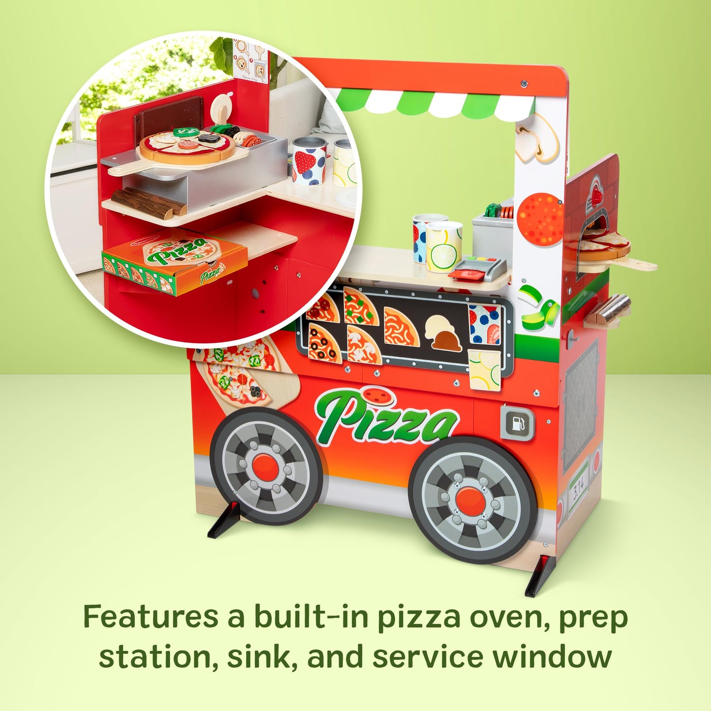 Melissa & Doug Wooden Pizza Food Truck Activity Center