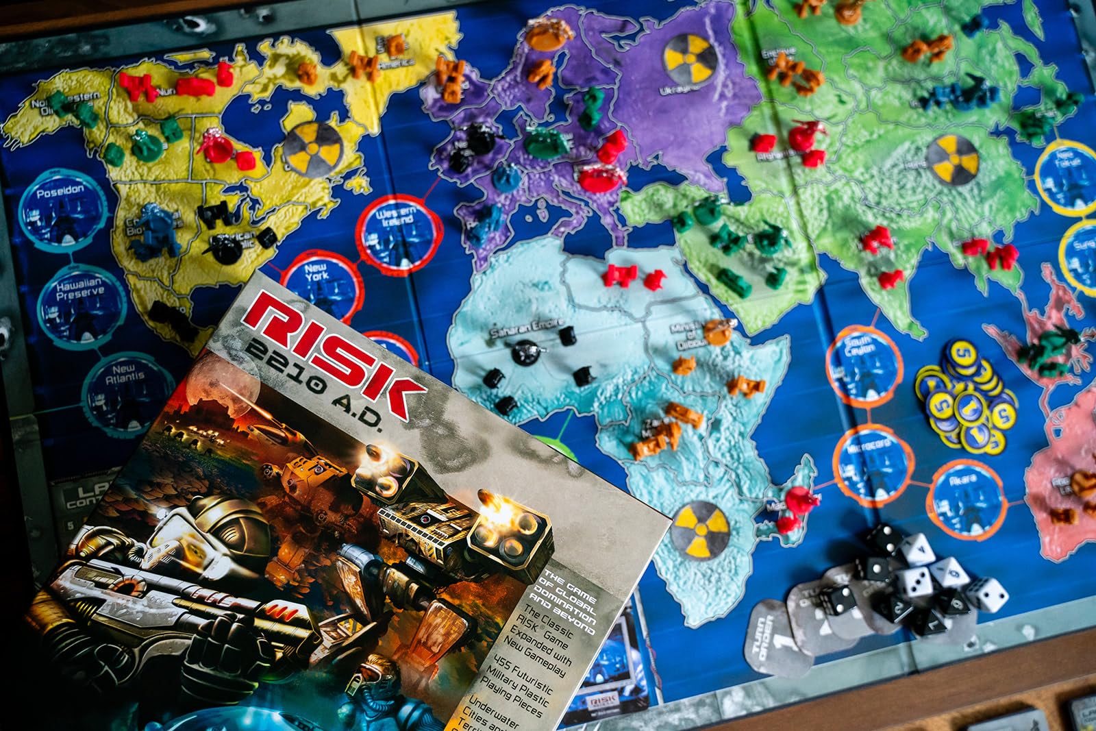 Renegade Game Studios Risk 2210 A.D. Board Game - Strategy, Mechs, Commanders, Moon & Underwater, Ages 10+, 2-5 Players