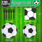 LMJUNZZ 120 Pcs Soccer Party Supplies Bundle Paper Plates Napkins Forks Soccer Party Birthday Decorations For Kids Serves 30