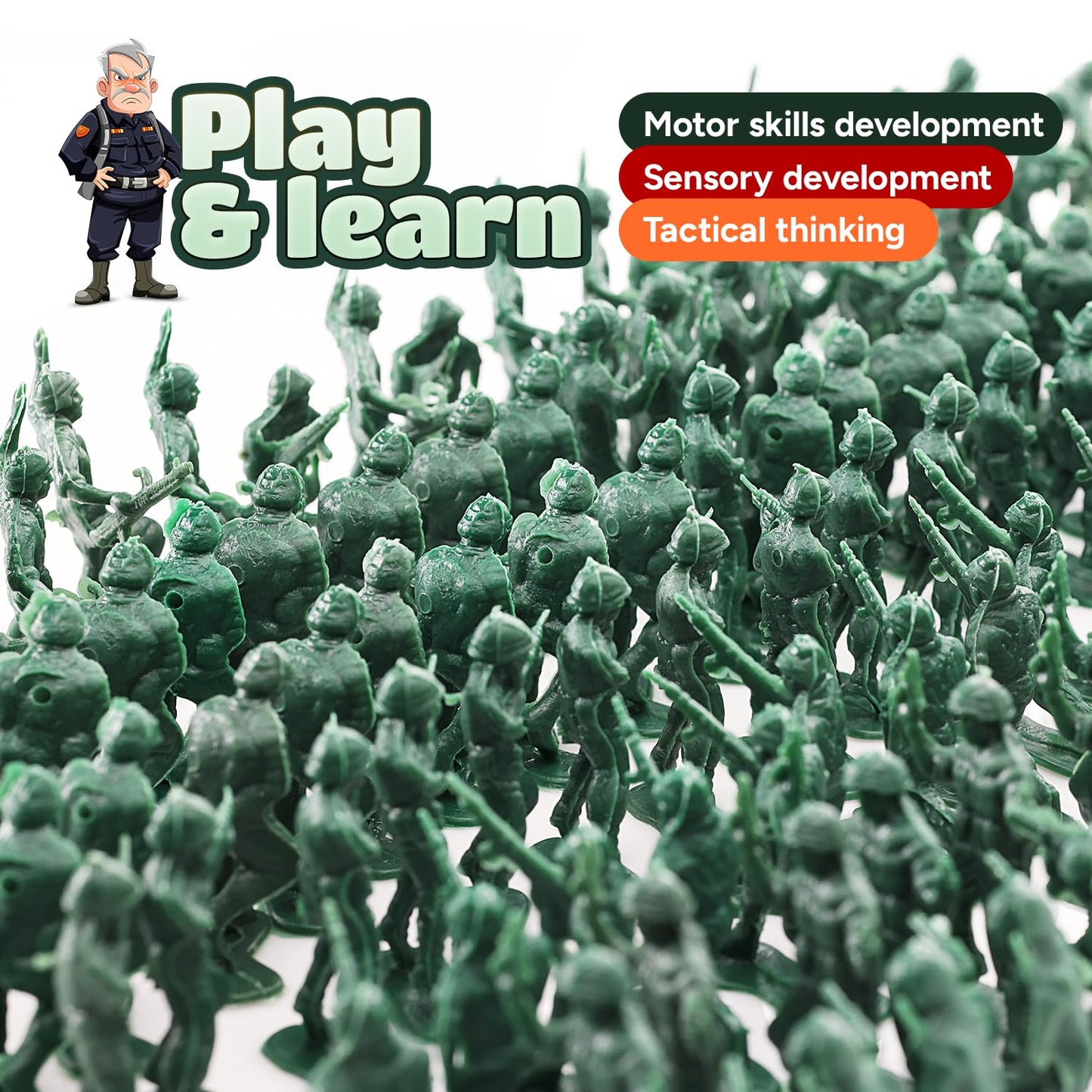 Entervending Army Men Action Figures - 50 Pcs Green Soldier Toy Playset - Boys 2' Military Toys