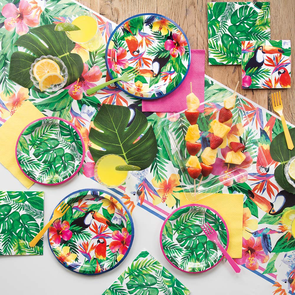 Palm Tropical Round Dinner Paper Plates - 9" (Pack of 8) - Stylish Tropical Tableware, Perfect for Luau, Tiki, Hawaiian, Pool, and Cocktail Parties
