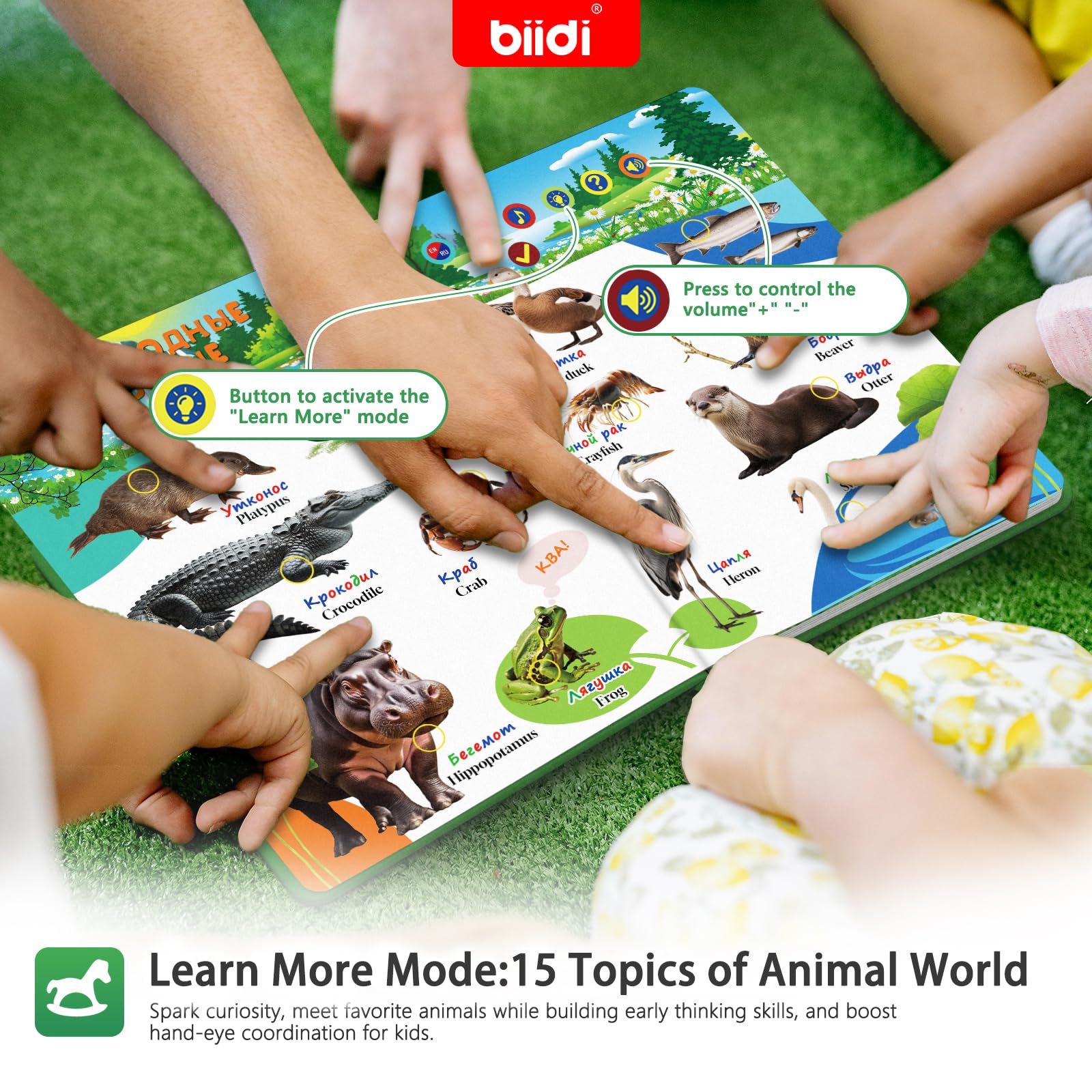 English Russian Bilingual Interactive Sound Book Learning Toy Gift Kids 2-5