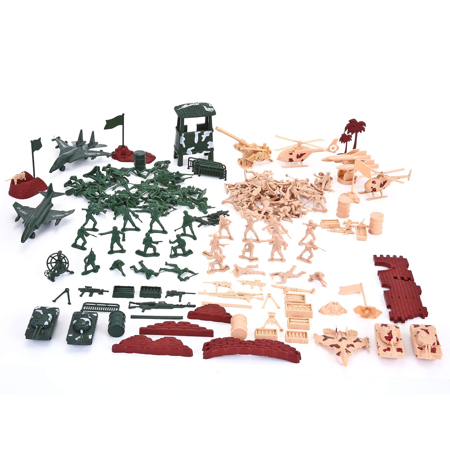 JOYIN 164 Piece Military Soldier Playset Army Men Play Bucket Army Action Figures Battle Group Deluxe Military Playset, Aircrafts, Helicopters, Tanks