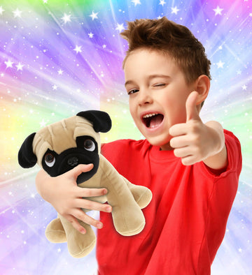 DolliBu Sitting Pug Stuffed Animal Dog Plush Toy, Kids & Adults Huggable Puppy Cuddle Gifts, Cute Stuffed Animals for Toddler & Baby First Teddy Bear