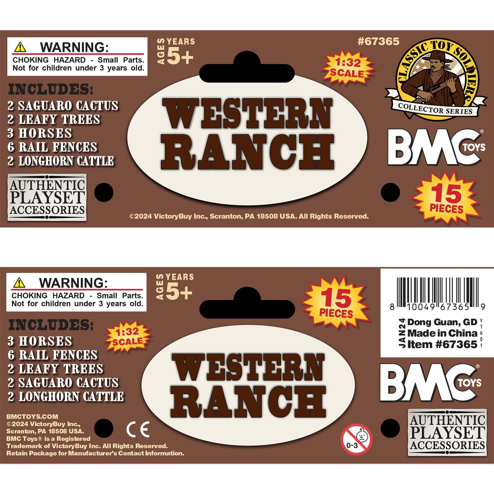 BMC CTS Rustic Western Ranch - 15pc Plastic Figure Playset Diorama Accessories