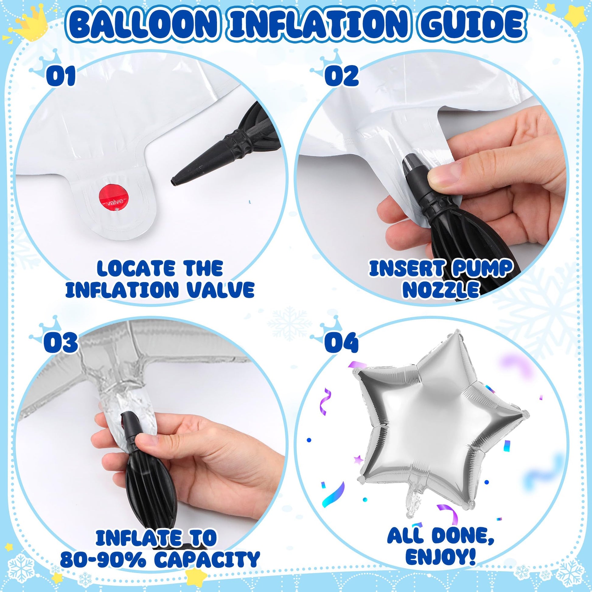 7Pcs 4th Birthday Party Decorations Balloons Snowflake Star Number Balloons