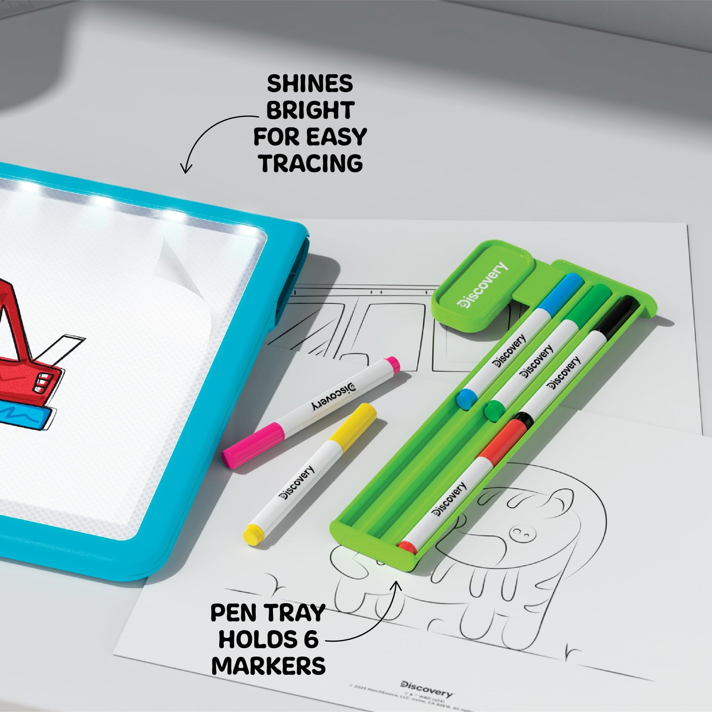 Discovery™ Glow Tracing Light-Up Art Tablet - Includes 10 Templates, 10 Blank Sheets, 6 Washable Markers| Writing Drawing Tablet for Kids| Craft Kit