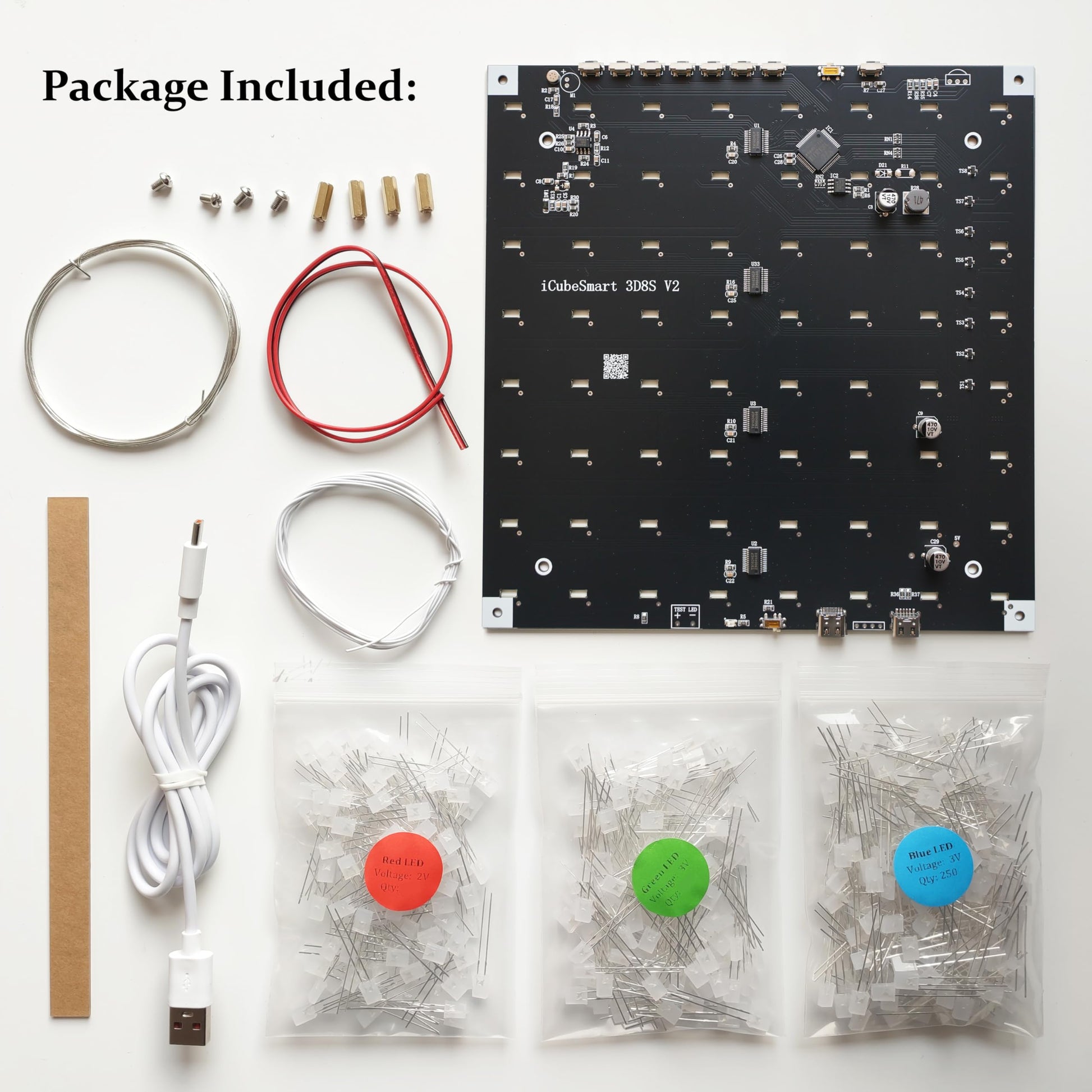 iCubeSmart 3D Led Cube DIY Electronics Kit 8x8x8 Led Cube DIY Soldering Project Kit(3D8S-MULTI)