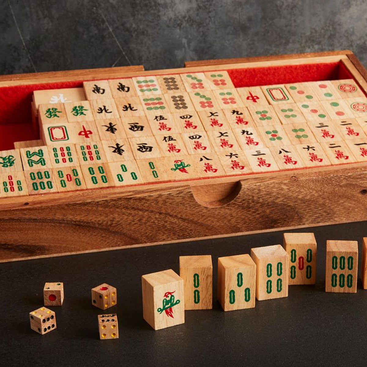 Verve CULTURE Thai Crafted Mahjong Set Handcrafted Wooden Tiles | Chinese Mahjong Set