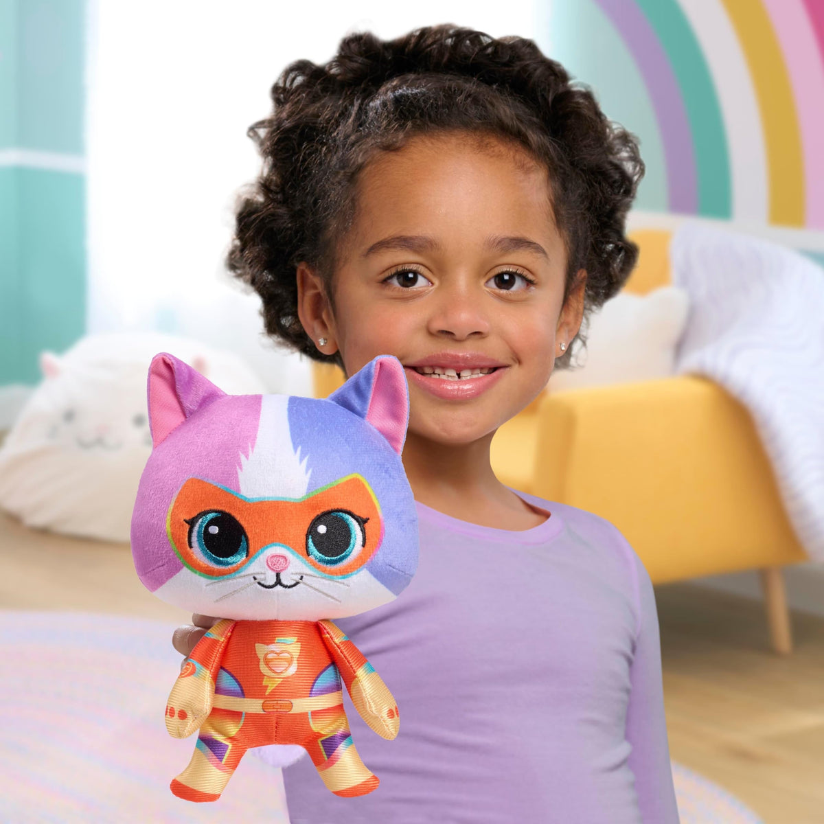 Disney Junior SuperKitties Su-Purr Charged 8-inch Small Buddy Plush Stuffed Animal, Buddy, Kitten, Kids Toys for Ages 2 Up by Just Play