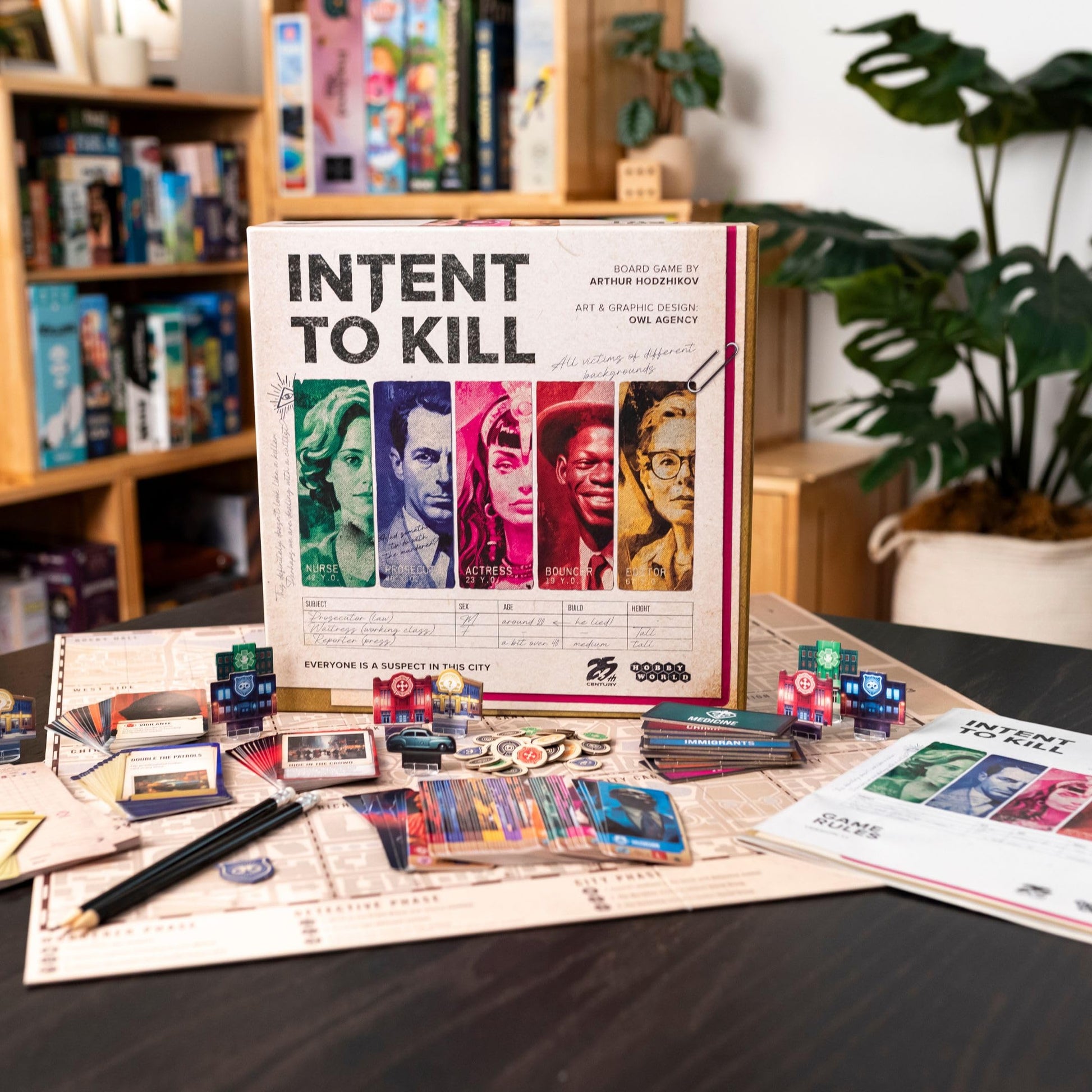 Intent to Kill by 25th Century Games | Detective vs Serial Killer Noir Board Game | Asymmetric Strategy, Murder Investigation, Evidence Collection